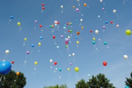 released balloons rising in the sky