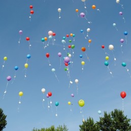 released balloons rising in the sky