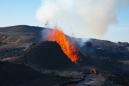 lava erupting from volcano