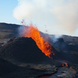 lava erupting from volcano