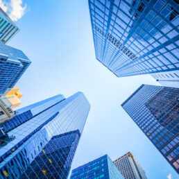 upward view of skyscrapers from ground